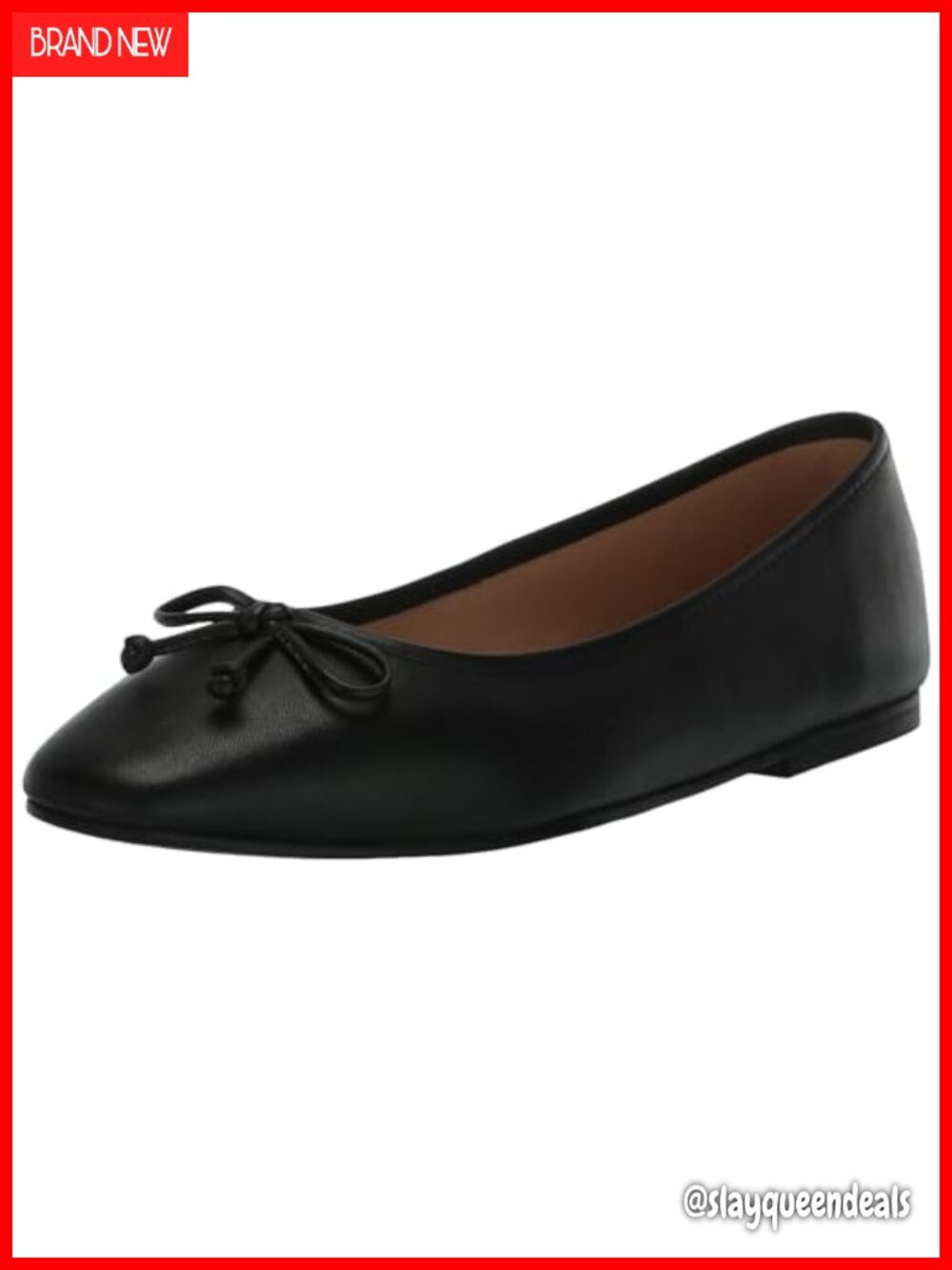 Square Toe Ballet Flat with Bow and Padded Foam Insole